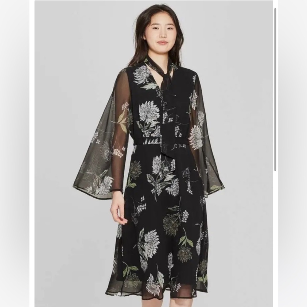 Flowy floral dress with tie neck (Target)